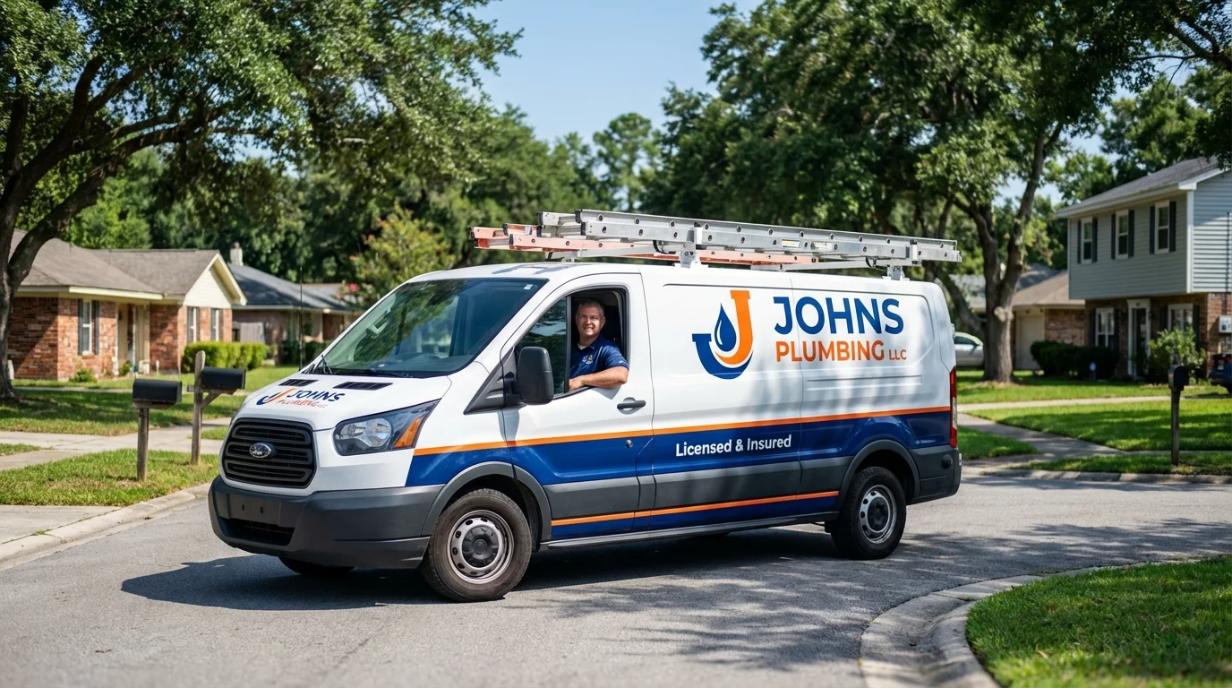 Johns Plumbing LLC service van in Princeton Junction, NJ