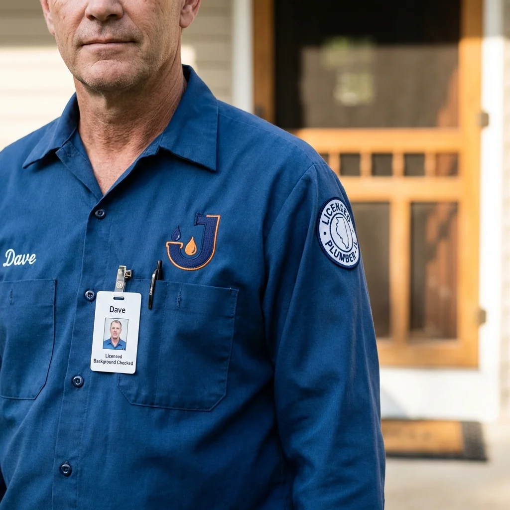 Licensed plumber showing ID badge in Princeton Junction, NJ