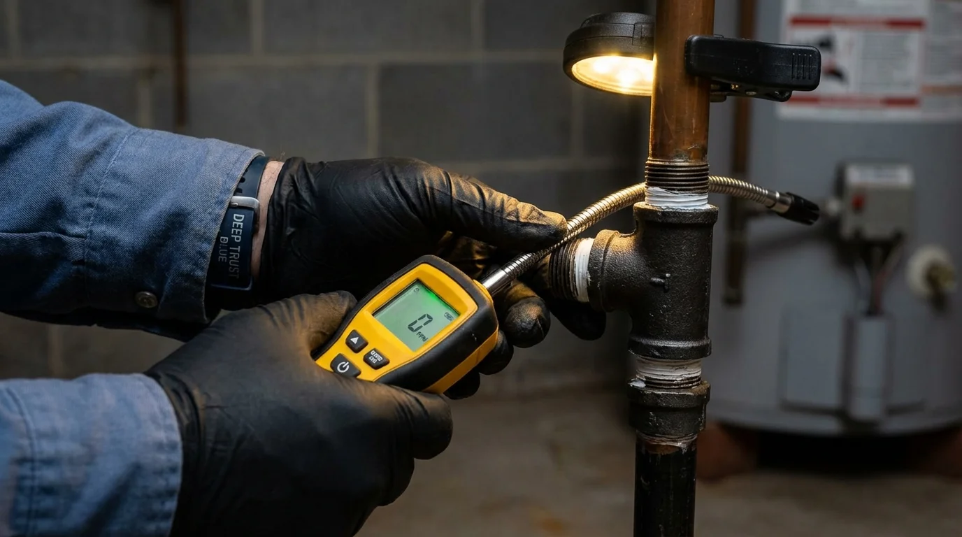 Gas leak detection with electronic sniffer by Johns Plumbing LLC in Princeton Junction