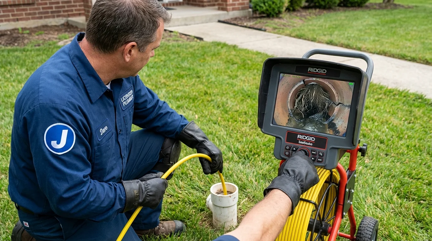 Sewer camera inspection being performed by Johns Plumbing LLC in Princeton Junction